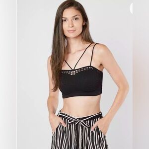 NWOT BKE Buckle black bralette strappy cutout laser